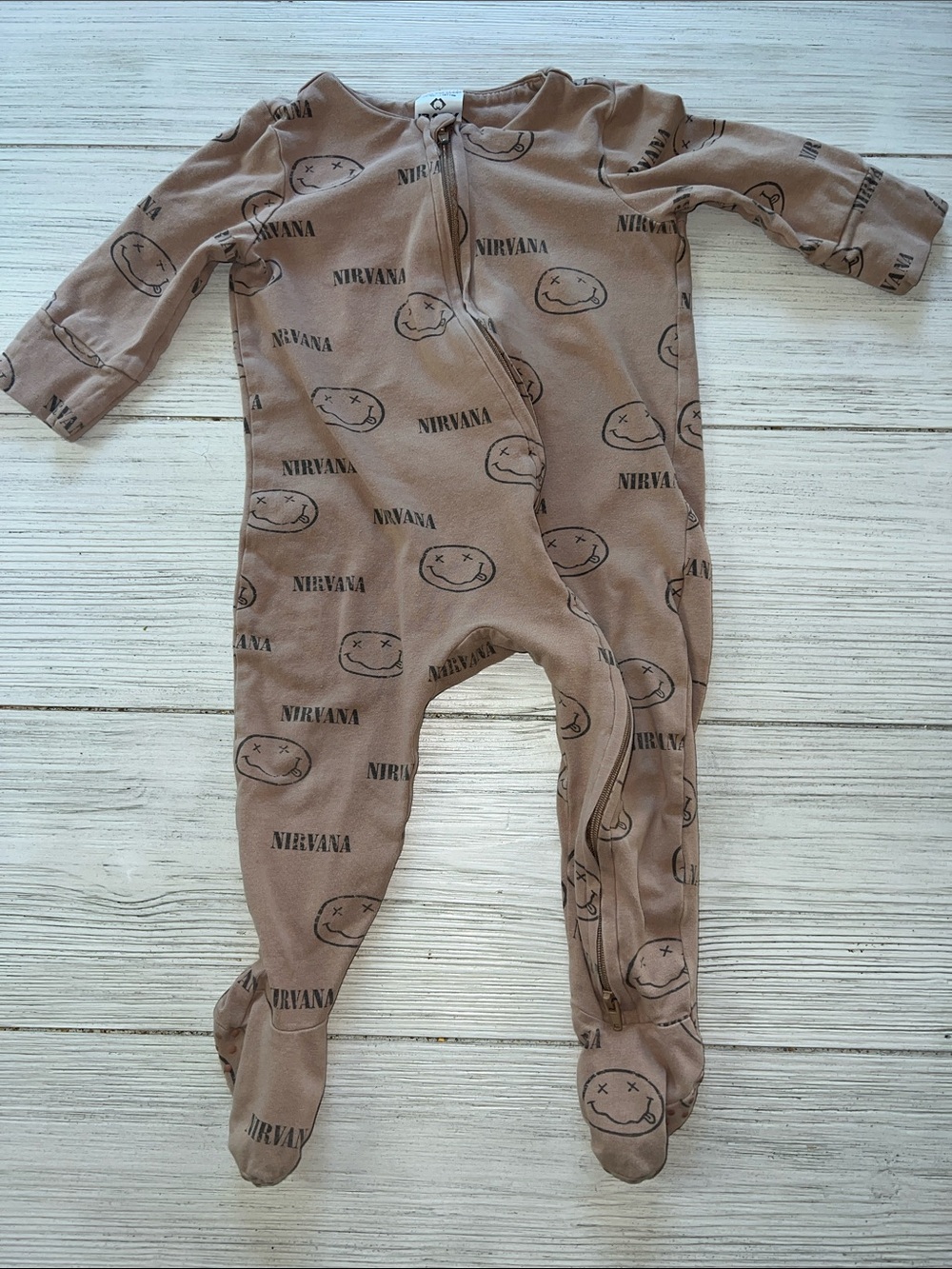 NIRVANA Tan Footed Baby One-Piece